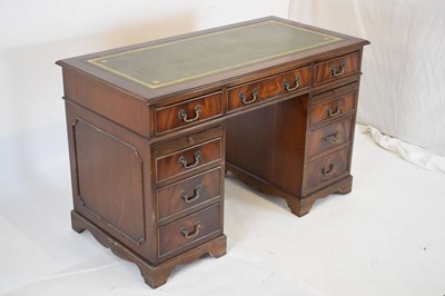 Lot 657 - Reproduction mahogany twin pedestal desk