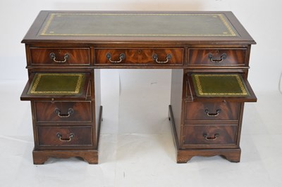 Lot 657 - Reproduction mahogany twin pedestal desk