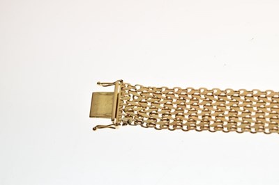 Lot 51 - Yellow metal fancy-link bracelet, the clasp stamped '750 CB'