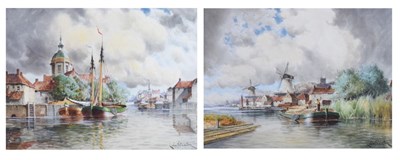 Lot 594 - 'L. van Staaten' (Hermanus II Koekkoek, 1836-1909) - Pair of watercolours