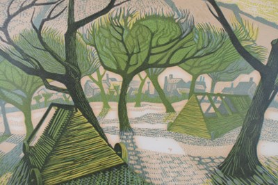Lot 488 - Arthur Homeshaw RWA (1933-2011) - Limited edition linocut - 'Spring Orchard'