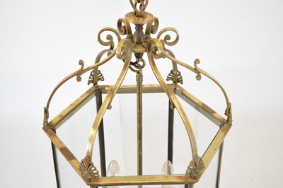 Lot 712 - Reproduction glazed brass ceiling lantern