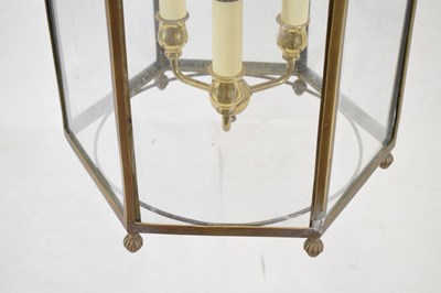 Lot 712 - Reproduction glazed brass ceiling lantern