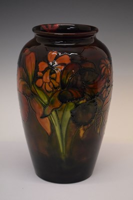 Lot 513 - William Moorcroft large vase 'Flambe Frilled Orchid' pattern