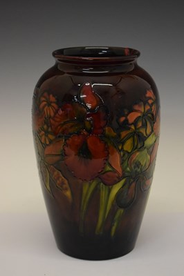 Lot 513 - William Moorcroft large vase 'Flambe Frilled Orchid' pattern