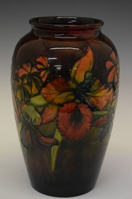 Lot 513 - William Moorcroft large vase 'Flambe Frilled Orchid' pattern