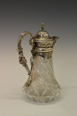 Lot 431 - Silver plated cut glass claret jug