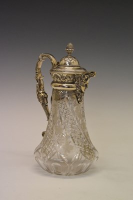 Lot 431 - Silver plated cut glass claret jug