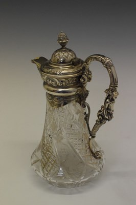 Lot 431 - Silver plated cut glass claret jug