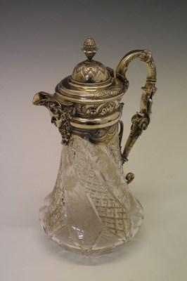 Lot 431 - Silver plated cut glass claret jug