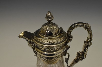 Lot 431 - Silver plated cut glass claret jug