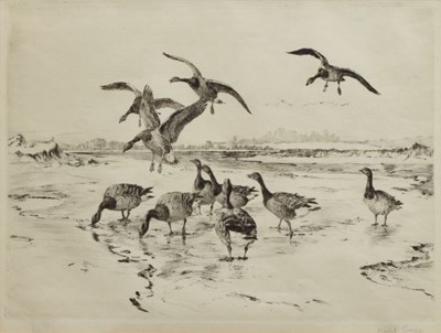 Lot 412 - Winifred Austen (1876 - 1964) - etching - 'Brent Geese'