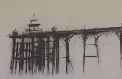 Lot 722 - Mark Stopforth - two studies of Clevedon pier and two acrylic abstracts