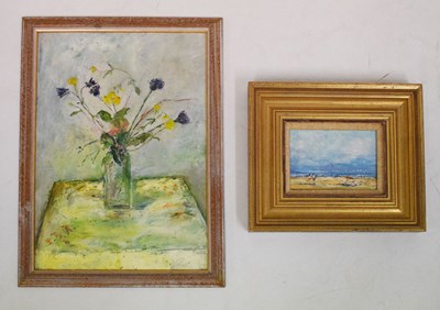 Lot 715 - Gordon Cox - Beach scene & Sylvia Levine still-life