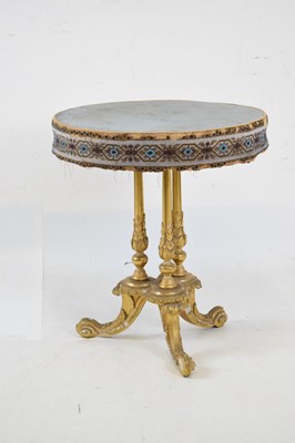 Lot 665 - Gilt gypsy table with bead work fringe