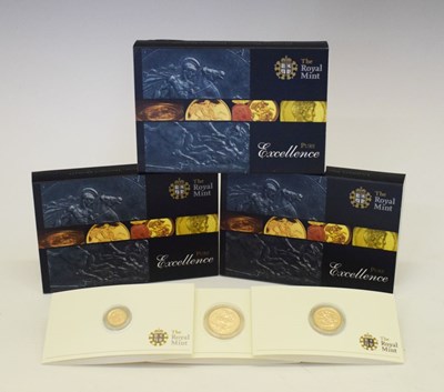 Lot 180 - Royal 2010 Mint gold Sovereign, Half Sovereign, and Quarter Sovereign