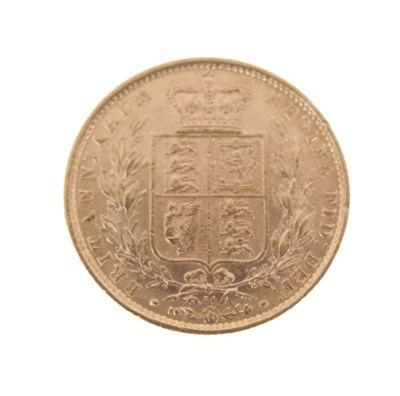 Lot 147 - Victorian Gold Sovereign, 1872 young head, shield back