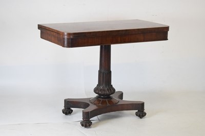 Lot 629 - Early Victorian mahogany pedestal fold-over card table