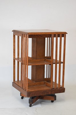 Lot 612 - Early 20th Century oak revolving bookcase