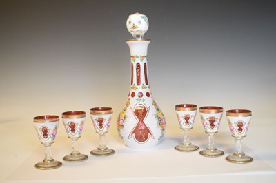 Lot 476 - Bohemian overlay liqueur glass decanter set