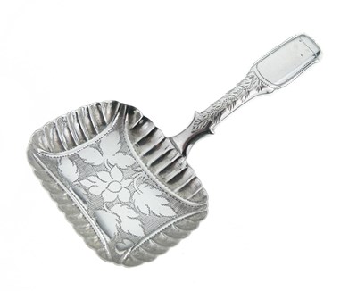 Lot 71 - George IV silver caddy spoon with bright cut decoration