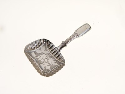 Lot 71 - George IV silver caddy spoon with bright cut decoration
