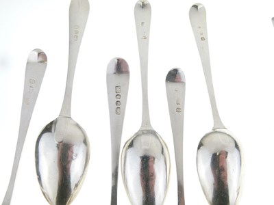 Lot 92 - Set of six George III silver teaspoons with bright cut decoration