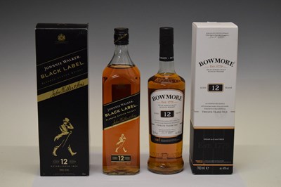 Lot 282 - Bowmore Islay Single Malt Whisky, and Johnnie Walker Black Label Whisky