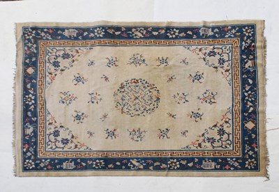 Lot 423 - Chinese blue and cream wool carpet