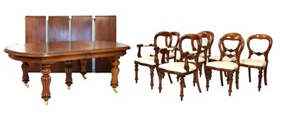 Lot 514 - Victorian-style dining table with eight upholstered chairs