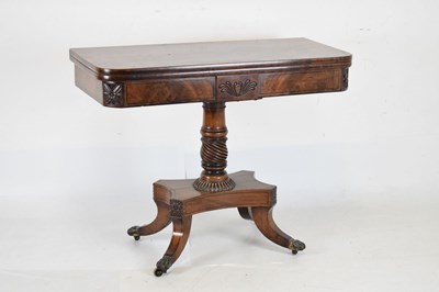 Lot 609 - George IV pedestal fold-over card table