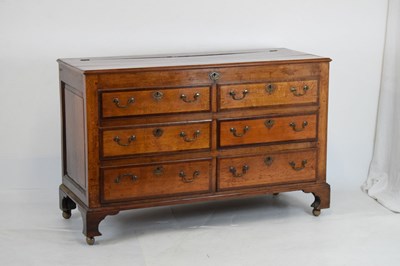 Lot 625 - George III oak and mahogany 'Lancashire' mule chest