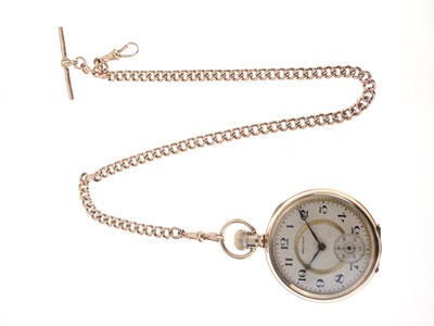 Lot 225 - 9ct gold Albert with Waltham gold plated pocket watch