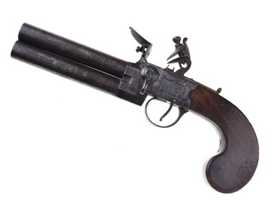 Lot 196 - 80 bore flintlock boxlock over and under tap-action travelling pistol