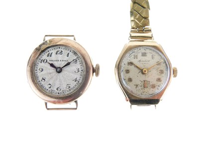 Lot 217 - Two 9ct gold cased cocktail watches