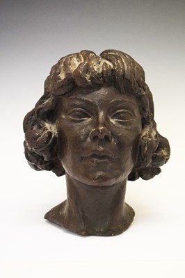 Lot 582 - Bronze bust of a female, marked R.M.M.