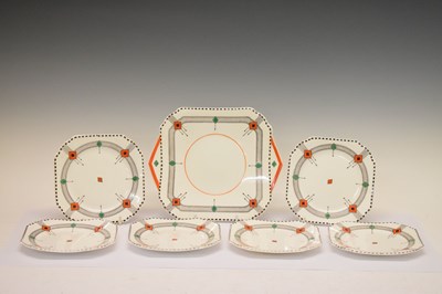 Lot 300 - Shelley 'Vogue' pattern part tea set printed and painted in the 'Diamonds' pattern