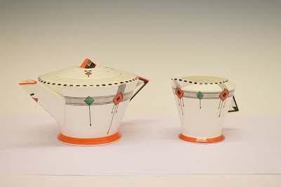 Lot 300 - Shelley 'Vogue' pattern part tea set printed and painted in the 'Diamonds' pattern