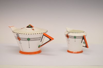 Lot 300 - Shelley 'Vogue' pattern part tea set printed and painted in the 'Diamonds' pattern