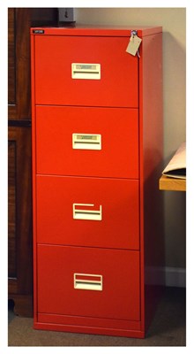 Lot 443 - Office four drawer red filling cabinet