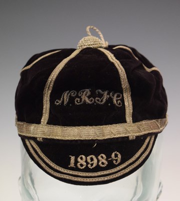 Lot 168 - Late Victorian sports cap embroidered N.R.F.C. 1898-9