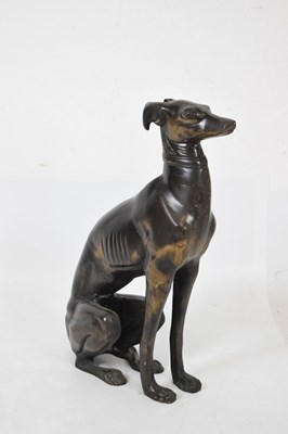 Lot 605 - Late 20th Century bronzed model of a whippet