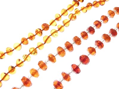Lot 173 - Amber bead necklace, and an amber and crystal bead necklace