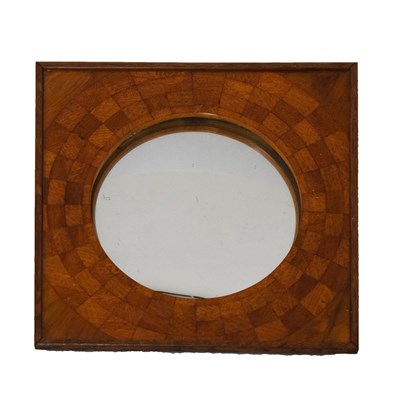 Lot 658 - Mid 20th Century parquetry-framed convex wall mirror