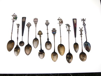 Lot 258 - Group of white metal and unmarked souvenir spoons