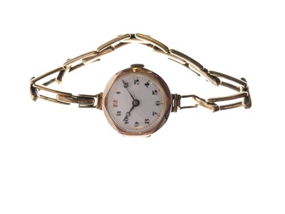 Lot 208 - Lady's 9ct gold wristwatch on bracelet