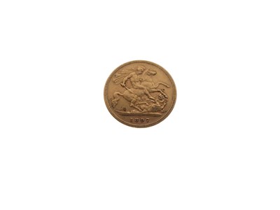 Lot 282 - Gold coin - Queen Victorian half sovereign 1897