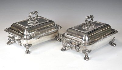Lot 174 - Pair of Sheffield plate covered entree dishes