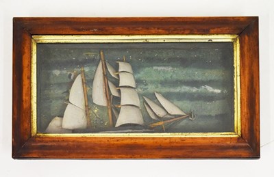 Lot 369 - Painted diorama of a three-masted sailing ship