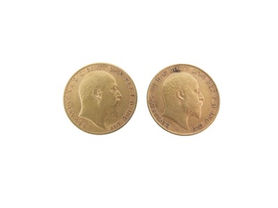 Lot 109 - Two Edward VII gold half sovereigns, 1906 and 1909